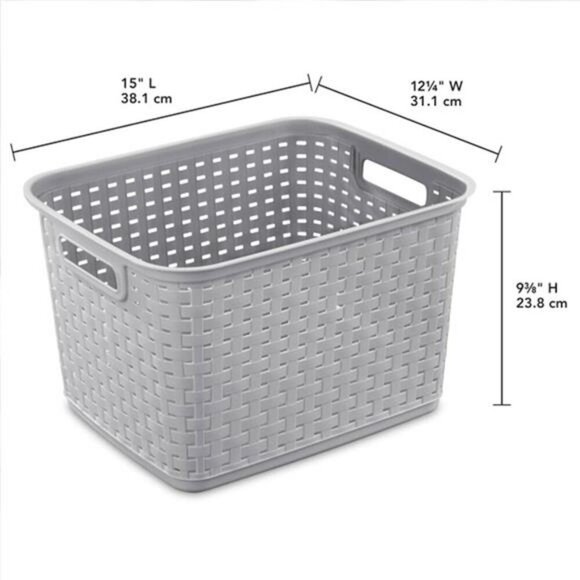 Plastic Wicker Storage Bins Set of 6 Tall Basket Organizer for Closet Shelves - Picture 3 of 7